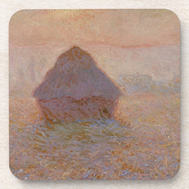 Posavasos Claude Monet el | Grainstack, Sun en la niebla (Frente)