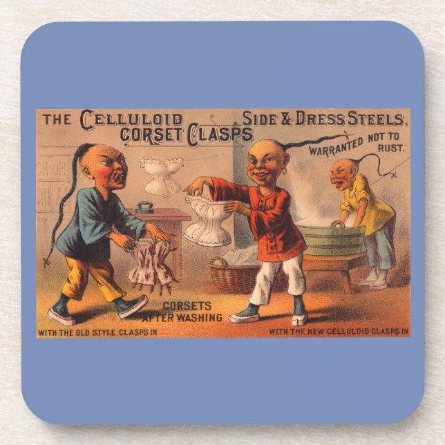 Posavasos Claves de corsé celuloide de tarjeta de comercio v (Frente)