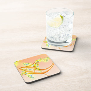 Posavasos Claw   Arte fractal Naranja y amarillo