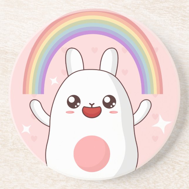 Posavasos Clísico arcoiris de Kawaii (Frente)