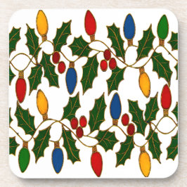Posavasos Cloisonne Art Christmas Lights and Holly