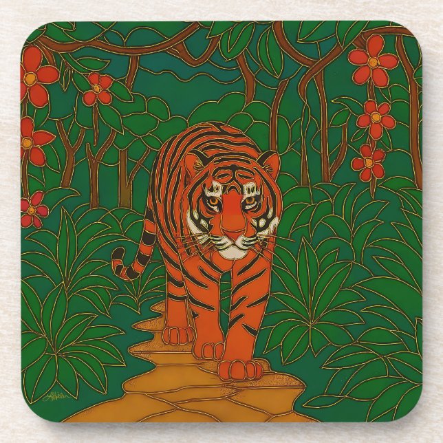 Posavasos Cloisonne Art Tiger on the Jungle Path (Frente)