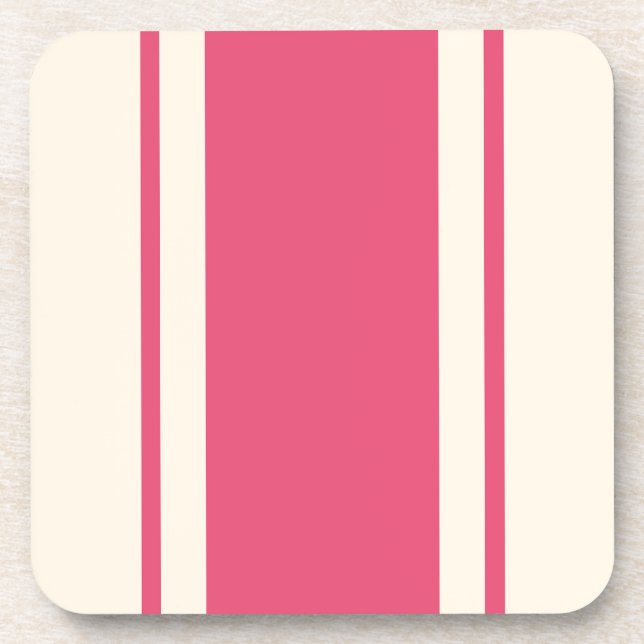 Posavasos Coastal Stripe Coaster - Raspberry & Cream (Frente)
