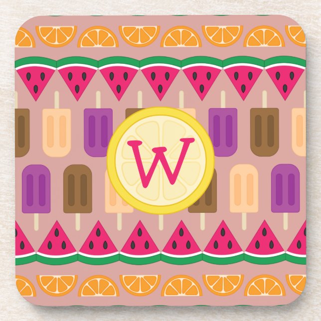 Posavasos Coaster Cuadrado de Dulces de Verano (Frente)
