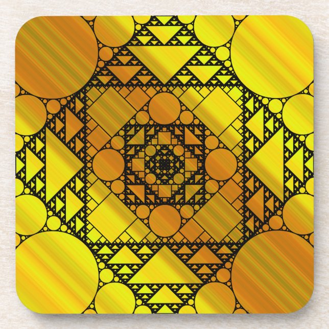 Posavasos Coaster Cuadrado de Geometría Fractal (Frente)