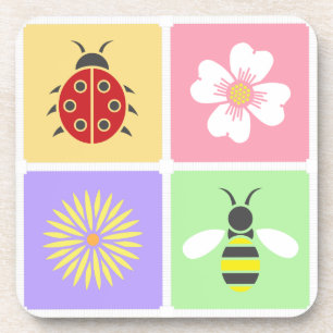 Posavasos Coaster Cuadrado de Parches de Primavera