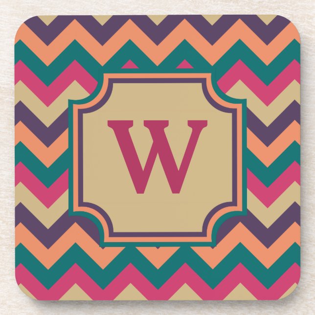 Posavasos Coaster cuadrado de zigzag tropical (Frente)