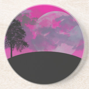 Posavasos Coaster de Arenisca Luna Carmesí Abstracta