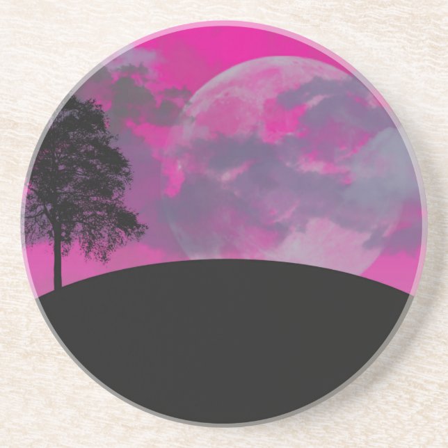 Posavasos Coaster de Arenisca Luna Carmesí Abstracta (Frente)