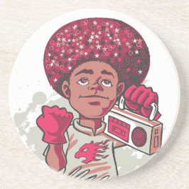 Posavasos Coaster de arenisca – Poder JUVENIL Afro y Boombox