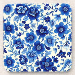 Posavasos coaster de cascada de flor azul