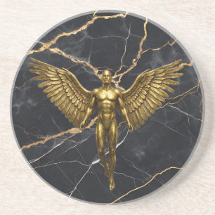 Posavasos Coaster de lujo de mármol ángel dorado