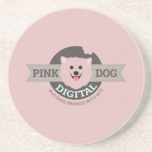 Posavasos Coaster de piedra arenisca digital Pink Dog