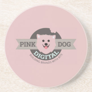 Posavasos Coaster de piedra arenisca digital Pink Dog