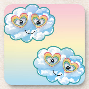 Posavasos Coaster de plástico duro de nube sonriente linda