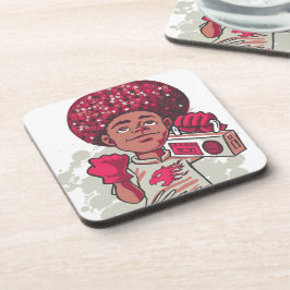Posavasos Coaster de plástico duro – YOUTH Power Afro y Boom