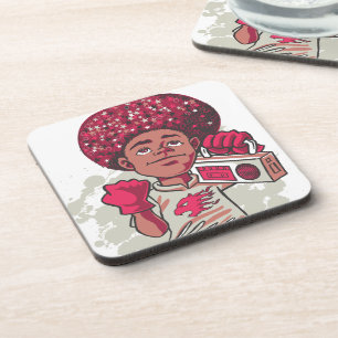 Posavasos Coaster de plástico duro – YOUTH Power Afro y Boom