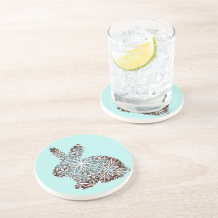 Posavasos Coaster Mandala Conejo Chocolate y Blues