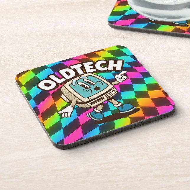 Posavasos Coaster Psicodélico de Dibujos Retro Tech (Lado Izquierdo)