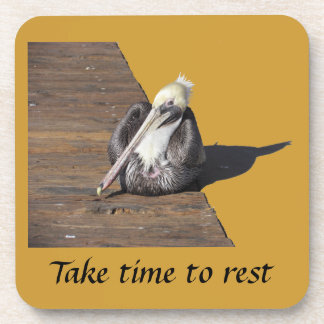 Posavasos Coaster Set - Pelican en el paseo marítimo