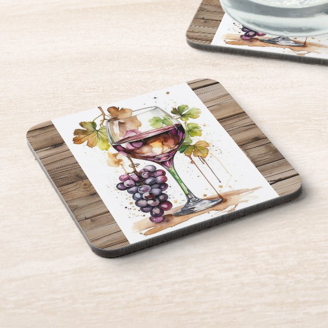 Posavasos Coasters/ Porta copos/ Wine glass and Grapes (Lado Izquierdo)