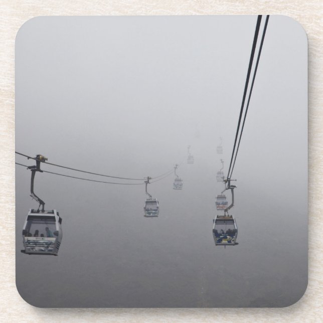 Posavasos Coche por cable Ngong Ping en densa niebla (Frente)