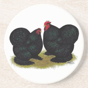 Posavasos Cochins Black Bantam Pair