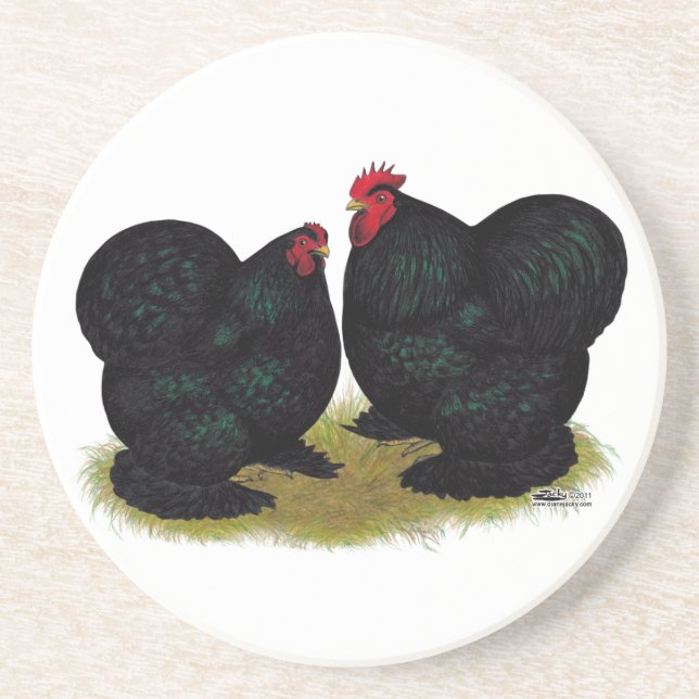 Posavasos Cochins Black Bantam Pair (Frente)