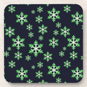 Posavasos Cochos de nieve verdes y blancos con fondo azul