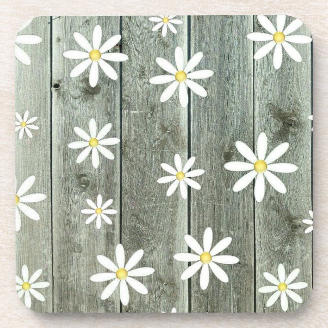 Posavasos Cocina de bebidas Barnwood Daisy (Frente)
