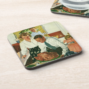 Posavasos Cocina de cocina familiar vintage cena de acción d