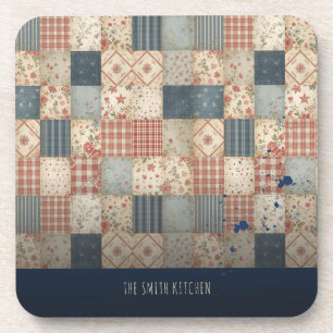Posavasos Cocina Familiar Personalizada con Parche de Tela A
