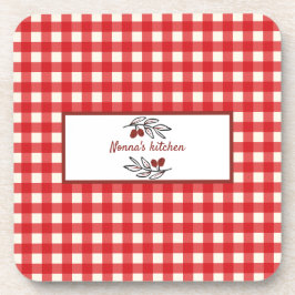 Posavasos Cocina italiana personalizada de Red Gingham
