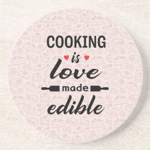 Posavasos Cocinar es eslogan divertido del amor