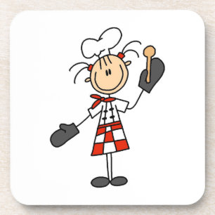 Posavasos Cocinera con manoplas y cuchara de madera