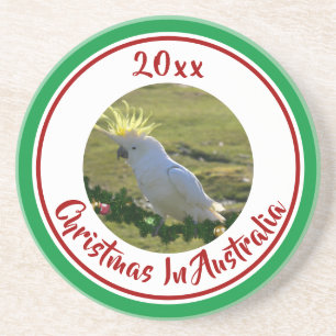 Posavasos Cockatoo navidad en rama de pinos decorados