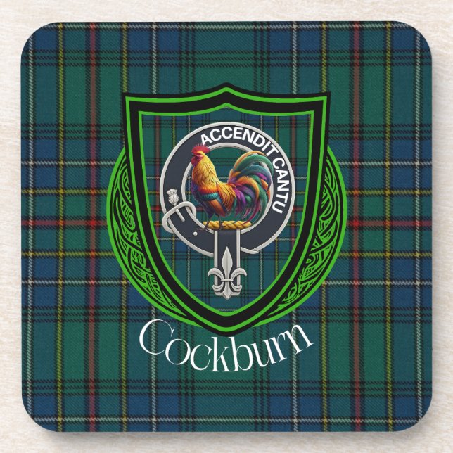 Posavasos Cockburn Scottish Clan Tartan & Crest (Frente)