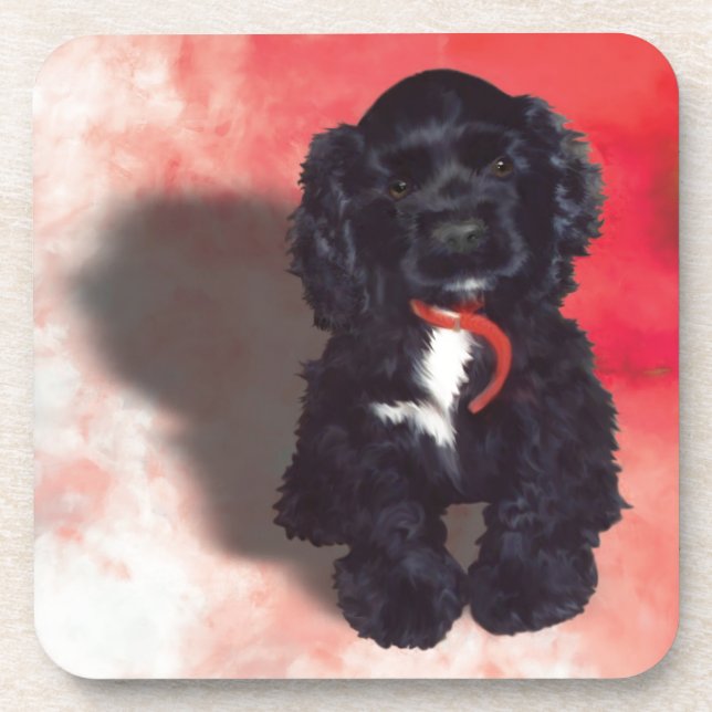 Posavasos Cocker negro español pipa - Abby (Frente)