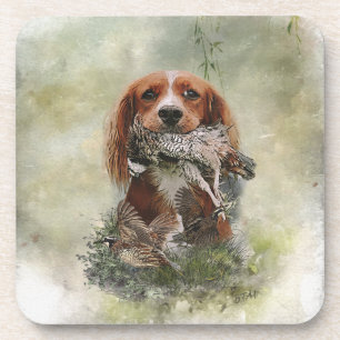 Posavasos Cocker Spaniel con perdiz gris