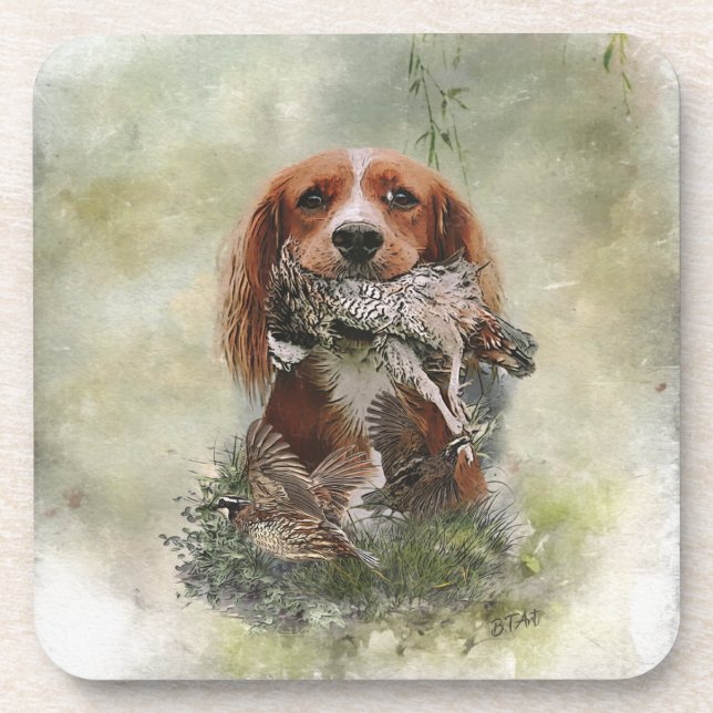 Posavasos Cocker Spaniel con perdiz gris (Frente)