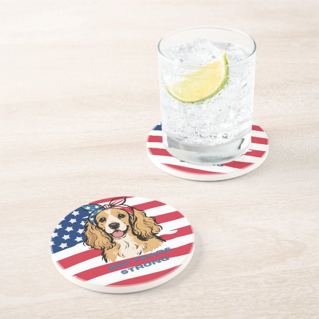 Posavasos Cocker Spaniel Patriótico (Lado)