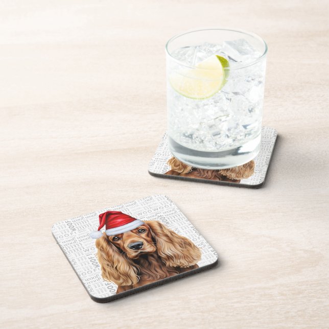 Posavasos Cocker Spaniel Temático de Invierno Perro de Santa (Lado Derecho)