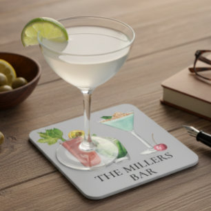 Posavasos Cocktail Bar Watercolor Bebidas Personalizadas