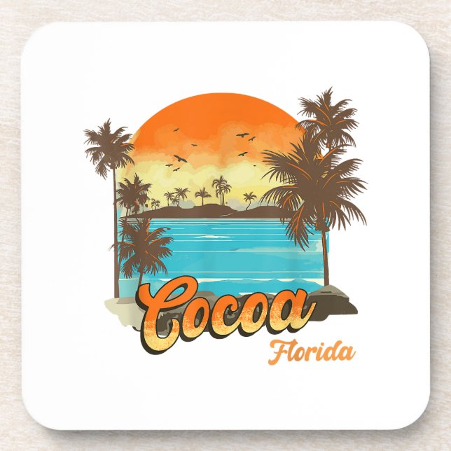 Posavasos Cocoa Florida Beach Summer Vacation Palm Sunset (Frente)