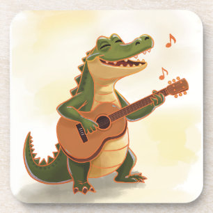 Posavasos Cocodrilo Rockero con Guitarra – Divertido Animal