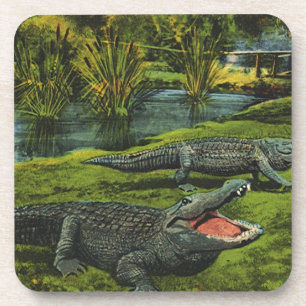 Posavasos Cocodrilos, reptiles de la vida marina vintage ani
