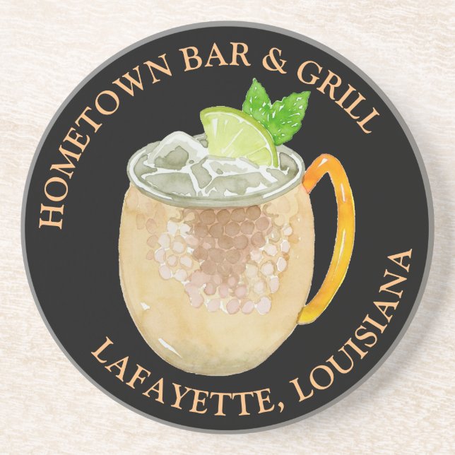 Posavasos Cóctel de mula de Moscú personalizado (Frente)