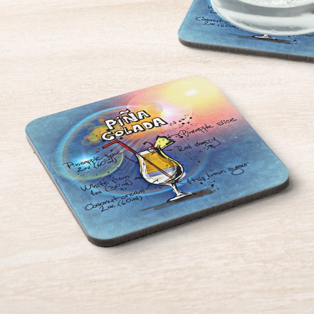 Posavasos Cóctel Pina Colada (#5 de 12 paquetes de recetas p (Lado Izquierdo)