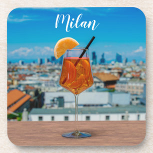Posavasos Cóctel Spritz en una mesa con vistas a Milán