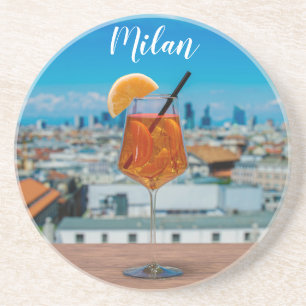 Posavasos Cóctel Spritz en una mesa con vistas a Milán